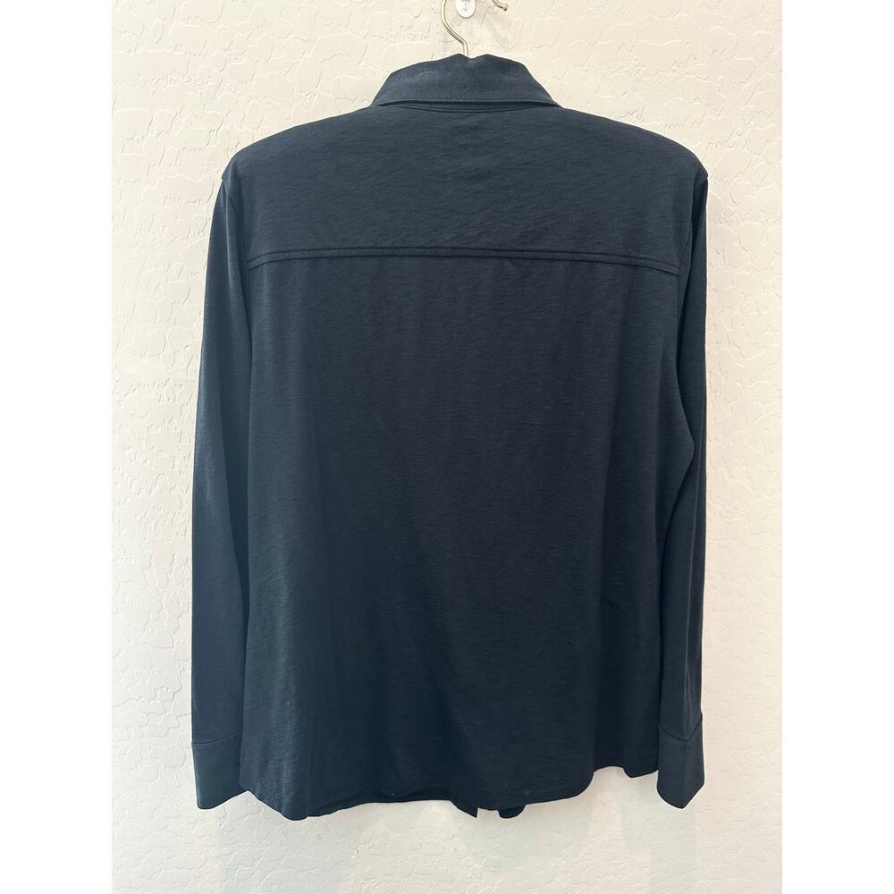THEORY Sorena Slub Pima Cotton Button Down Shirt Dark Gray Medium Quiet Luxury - Picture 5 of 9